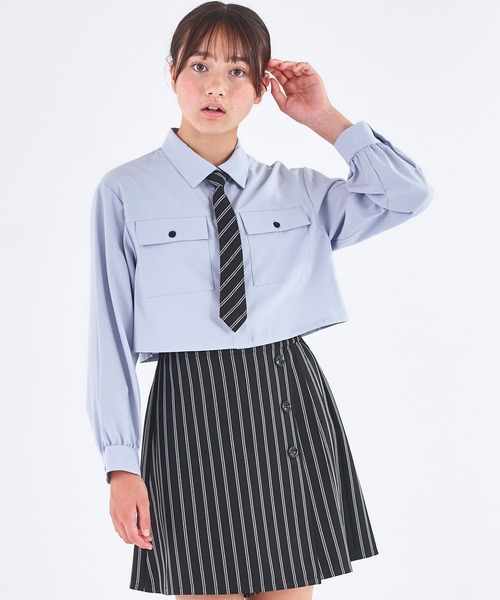セール】【3点セット】短丈シャツ＆ラップキュロットセットアップ＋