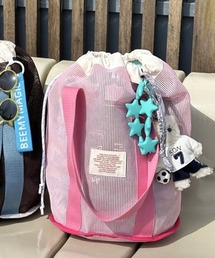 UP START（アップスタート）の「Pochi Pouch/ワンポイント付き メッシュ 巾着 バッグ（エコバッグ/サブバッグ）」