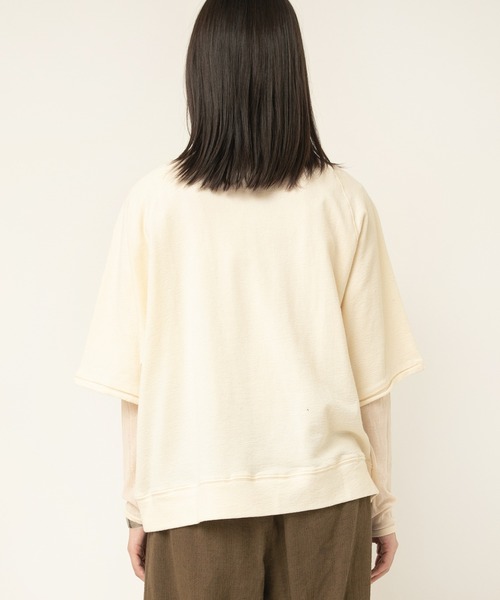 RNA-N(アールエヌエーエヌ)の「M2529 ブロックインレイロゴプルオーバー(Tシャツ/カットソー・レディース・オフホワイト/グレイッシュブルー/ブラウン・FREE)」の5枚目の写真