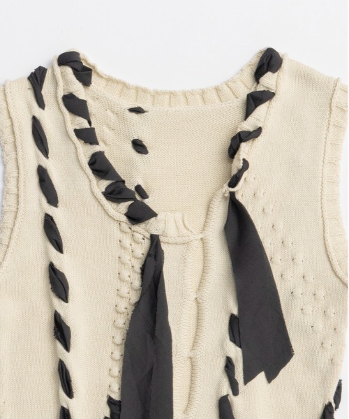 トップス Maison special ribbon vest(White) MAISON SPECIAL｜Ribbon Stitch Knit Vest | Rakuten Fashion