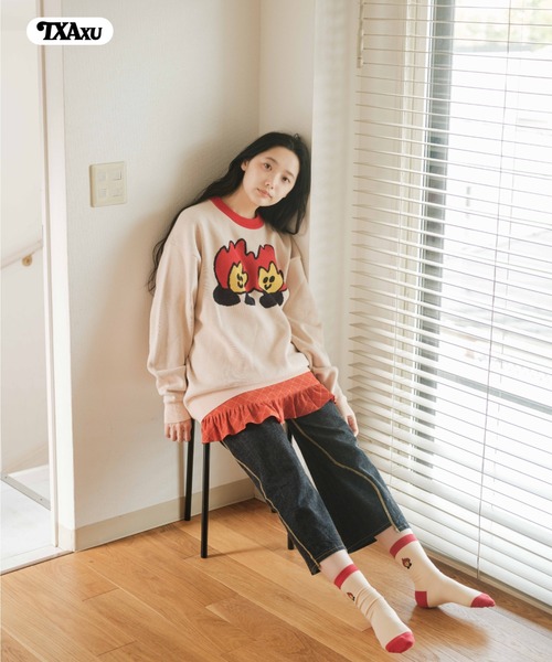 TXA（ティーエックスエー）の「maitoparta Jacquard Sweater（ニット/セーター・メンズ・ネイビー/ベージュ・2/1）」の8枚目の写真