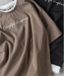 Right-on | 【Refurbish】接触冷感フェイクレイヤード刺繍Ｔシャツ(Tシャツ/カットソー)