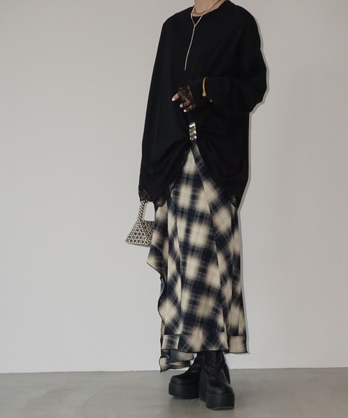 chuclla（チュクラ）の「レーストリム ロングスリーブカットソー chw25a036（Tシャツ/カットソー・レディース・ブラック/グレー/ホワイト・FREE）」の6枚目の写真