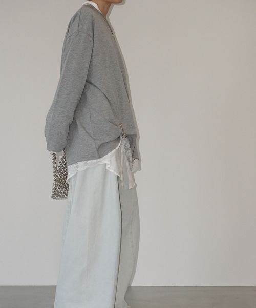 chuclla（チュクラ）の「レーストリム ロングスリーブカットソー chw25a036（Tシャツ/カットソー・レディース・ブラック/グレー/ホワイト・FREE）」の16枚目の写真