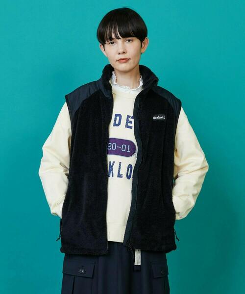 FRAPBOIS(フラボア)の「FRAPBOIS×WILD THINGS シャギーフリースベスト(ベスト・レディース・グレー/ブラック・1/2)」の1枚目の写真