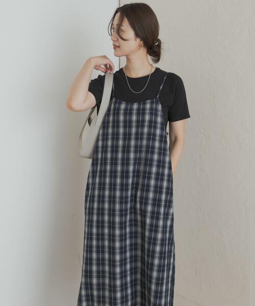 URBAN RESEARCH DOORS（アーバンリサーチドアーズ）の「チェックキャミワンピース（ワンピース・レディース・ブラック/ネイビー・MEDIUM）」の5枚目の写真