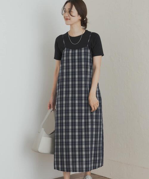 URBAN RESEARCH DOORS（アーバンリサーチドアーズ）の「チェックキャミワンピース（ワンピース・レディース・ブラック/ネイビー・MEDIUM）」の6枚目の写真