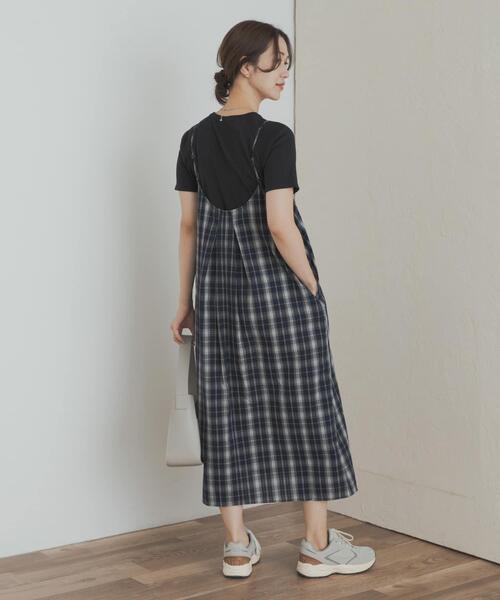 URBAN RESEARCH DOORS（アーバンリサーチドアーズ）の「チェックキャミワンピース（ワンピース・レディース・ブラック/ネイビー・MEDIUM）」の9枚目の写真