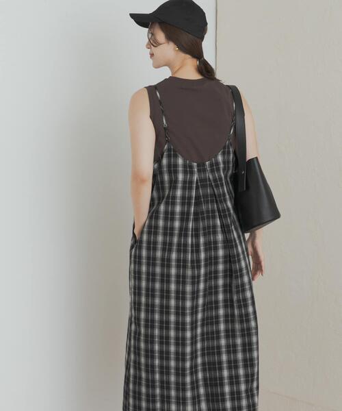 URBAN RESEARCH DOORS（アーバンリサーチドアーズ）の「チェックキャミワンピース（ワンピース・レディース・ブラック/ネイビー・MEDIUM）」の18枚目の写真