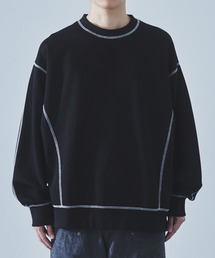 【SLICK/スリック】Double Air Knit Stitch Work Pullover/ダンボールニットステッチワークプルオーバー/スウェット