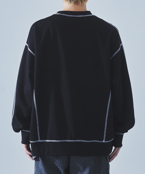 SLICK(スリック)の「【SLICK/スリック】Double Air Knit Stitch Work Pullover/ダンボールニットステッチワークプルオーバー/スウェット(スウェット・メンズ・ヘザーグレー/ブラック・1/2/3)」の4枚目の写真