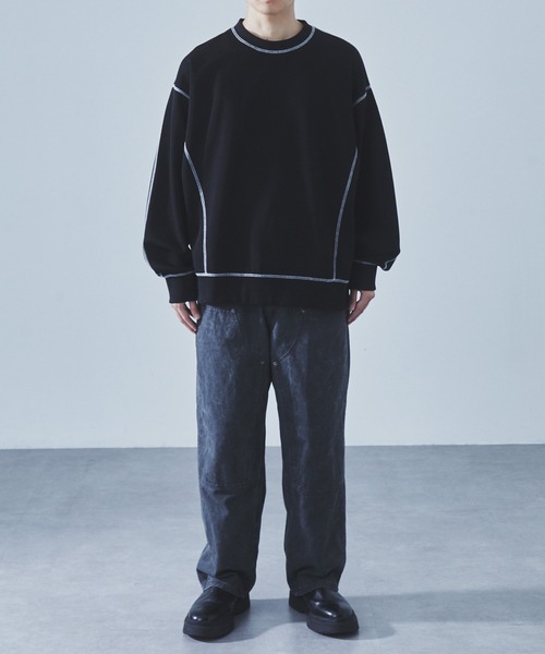 SLICK(スリック)の「【SLICK/スリック】Double Air Knit Stitch Work Pullover/ダンボールニットステッチワークプルオーバー/スウェット(スウェット・メンズ・ヘザーグレー/ブラック・1/2/3)」の5枚目の写真