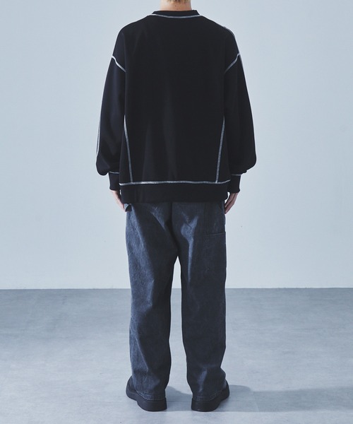 SLICK(スリック)の「【SLICK/スリック】Double Air Knit Stitch Work Pullover/ダンボールニットステッチワークプルオーバー/スウェット(スウェット・メンズ・ヘザーグレー/ブラック・1/2/3)」の6枚目の写真