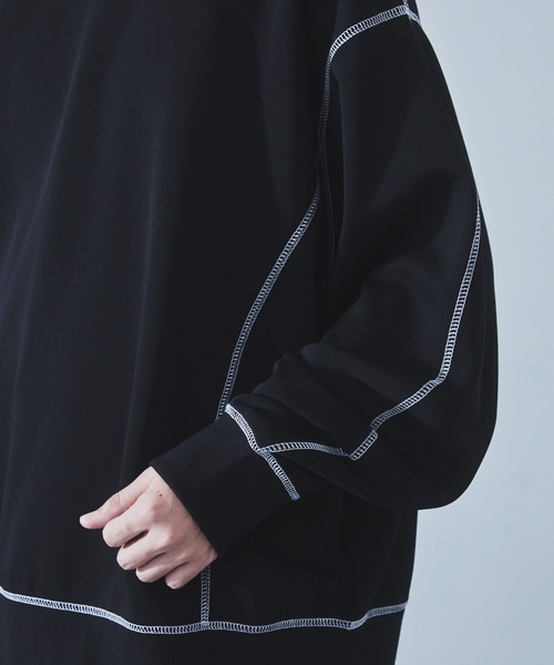 SLICK(スリック)の「【SLICK/スリック】Double Air Knit Stitch Work Pullover/ダンボールニットステッチワークプルオーバー/スウェット(スウェット・メンズ・ヘザーグレー/ブラック・1/2/3)」の8枚目の写真