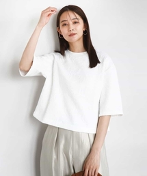 MK MICHEL KLEIN | フクレジャガード五分袖プルオーバー/洗える(Tシャツ/カットソー)