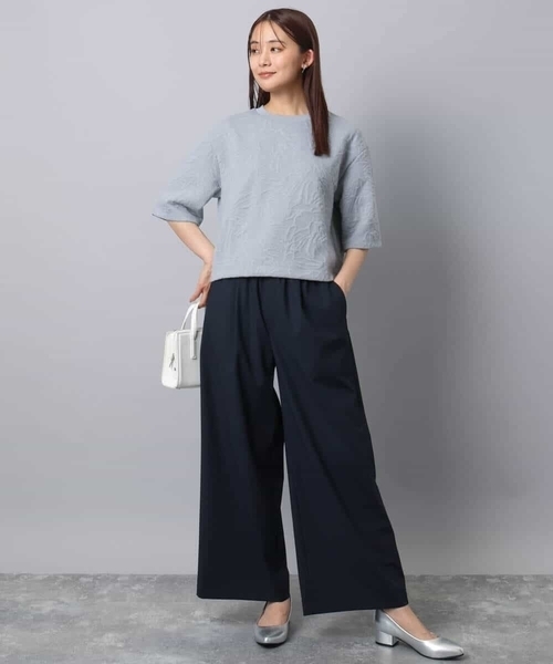 MK MICHEL KLEIN(エムケーミッシェルクラン)の「フクレジャガード五分袖プルオーバー/洗える(Tシャツ/カットソー・レディース・グレー/ホワイト・38)」の8枚目の写真