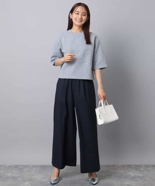 MK MICHEL KLEIN(エムケーミッシェルクラン)の「フクレジャガード五分袖プルオーバー/洗える(Tシャツ/カットソー・レディース・グレー/ホワイト・38)」の10枚目の写真