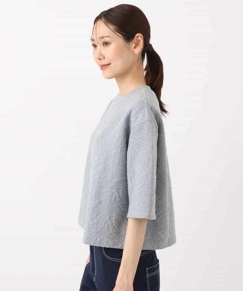 MK MICHEL KLEIN(エムケーミッシェルクラン)の「フクレジャガード五分袖プルオーバー/洗える(Tシャツ/カットソー・レディース・グレー/ホワイト・38)」の12枚目の写真