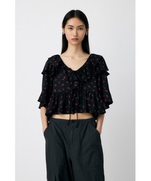 FLOWER PATTERN FRILLS トップス