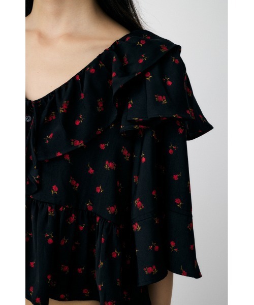 MOUSSY(マウジー)の「FLOWER PATTERN FRILLS トップス(シャツ/ブラウス・レディース・アイボリー/ブラック系その他/ブラック・FREE)」の12枚目の写真
