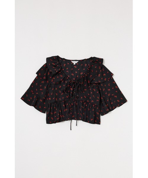 MOUSSY(マウジー)の「FLOWER PATTERN FRILLS トップス(シャツ/ブラウス・レディース・アイボリー/ブラック系その他/ブラック・FREE)」の14枚目の写真