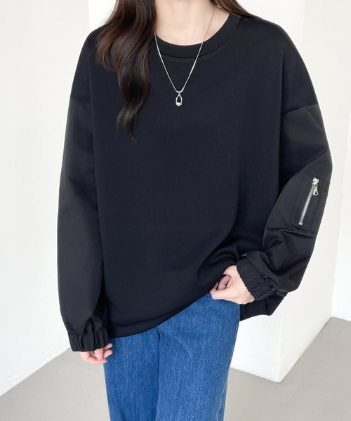 ABITOKYO(アビトーキョー)の「異素材スリーブ切替プルオーバー(スウェット・レディース・グレー/カーキ/ブラック・XL/L/M)」の14枚目の写真