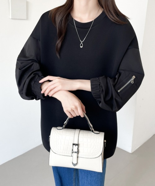 ABITOKYO(アビトーキョー)の「異素材スリーブ切替プルオーバー(スウェット・レディース・グレー/カーキ/ブラック・XL/L/M)」の15枚目の写真