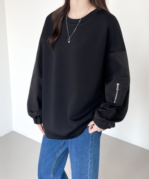 ABITOKYO(アビトーキョー)の「異素材スリーブ切替プルオーバー(スウェット・レディース・グレー/カーキ/ブラック・XL/L/M)」の16枚目の写真