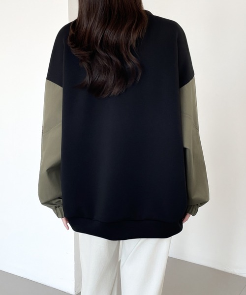 ABITOKYO(アビトーキョー)の「異素材スリーブ切替プルオーバー(スウェット・レディース・グレー/カーキ/ブラック・XL/L/M)」の4枚目の写真