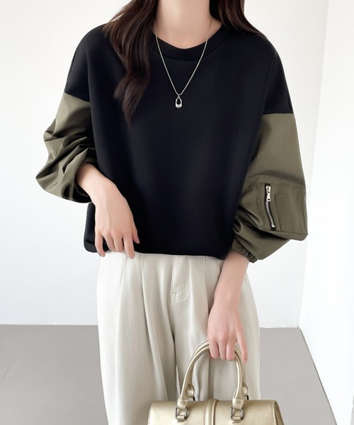 ABITOKYO(アビトーキョー)の「異素材スリーブ切替プルオーバー(スウェット・レディース・グレー/カーキ/ブラック・XL/L/M)」の12枚目の写真