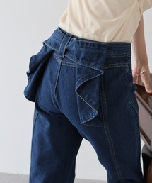 リボン ワイド デニム パンツ ストレート ハイウエスト ルーズ ウエストリボンパンツ」に該当するレディースのパンツ(ワイド