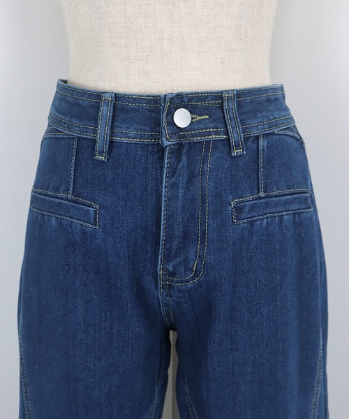 BLUEEAST（ブルーイースト）の「ハイウエストバックリボンワイドデニムパンツ（デニムパンツ・レディース・ネイビー・MEDIUM/LARGE）」の11枚目の写真