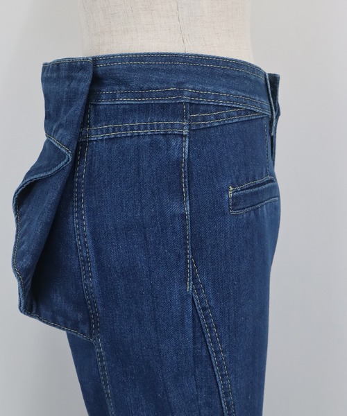 BLUEEAST（ブルーイースト）の「ハイウエストバックリボンワイドデニムパンツ（デニムパンツ・レディース・ネイビー・MEDIUM/LARGE）」の12枚目の写真