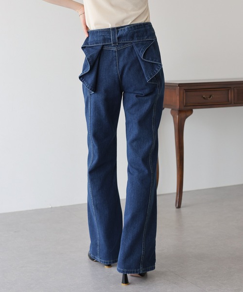 BLUEEAST（ブルーイースト）の「ハイウエストバックリボンワイドデニムパンツ（デニムパンツ・レディース・ネイビー・MEDIUM/LARGE）」の18枚目の写真