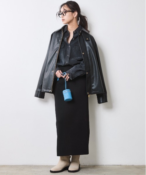 CHIC STYLE(シックスタイル)の「合皮ブルゾン<大きいサイズ有>シックスタイル(ブルゾン・レディース・ブラウン/ブラック・M/L/LL/3L/4L/5L)」の10枚目の写真