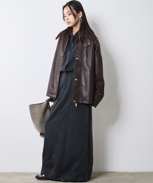 CHIC STYLE(シックスタイル)の「合皮ブルゾン<大きいサイズ有>シックスタイル(ブルゾン・レディース・ブラウン/ブラック・M/L/LL/3L/4L/5L)」の15枚目の写真