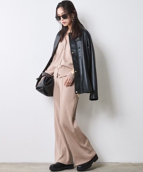 CHIC STYLE(シックスタイル)の「合皮ブルゾン<大きいサイズ有>シックスタイル(ブルゾン・レディース・ブラウン/ブラック・M/L/LL/3L/4L/5L)」の16枚目の写真
