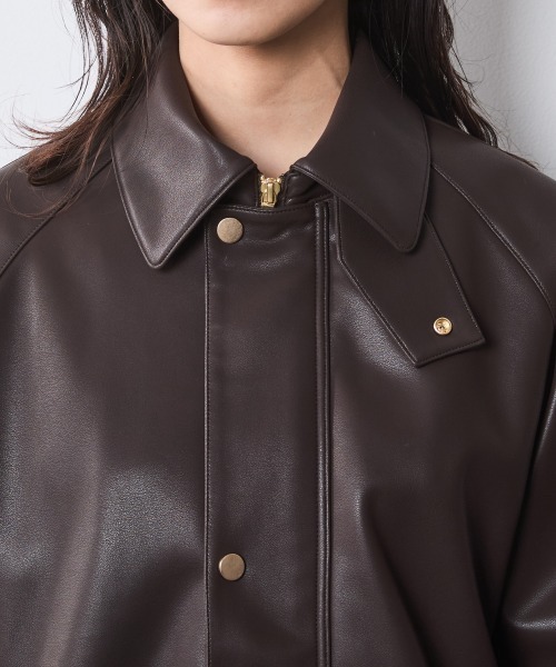 CHIC STYLE(シックスタイル)の「合皮ブルゾン<大きいサイズ有>シックスタイル(ブルゾン・レディース・ブラウン/ブラック・M/L/LL/3L/4L/5L)」の20枚目の写真