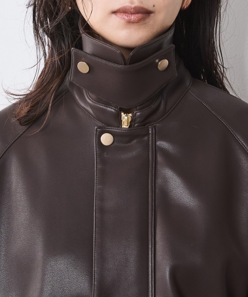 CHIC STYLE(シックスタイル)の「合皮ブルゾン<大きいサイズ有>シックスタイル(ブルゾン・レディース・ブラウン/ブラック・M/L/LL/3L/4L/5L)」の21枚目の写真