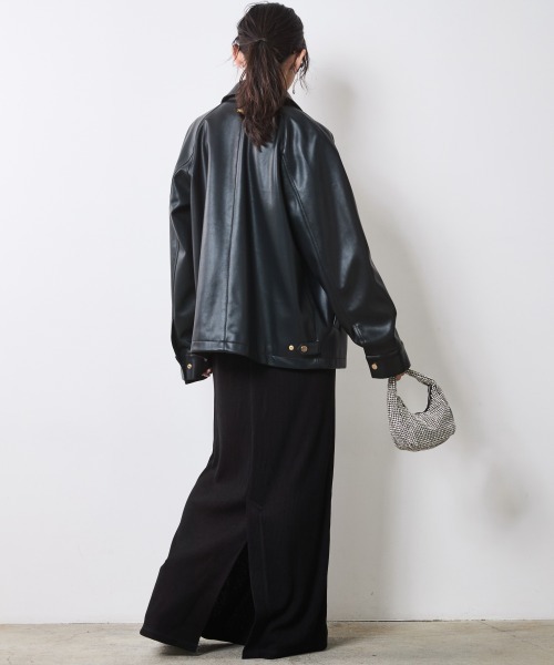CHIC STYLE(シックスタイル)の「合皮ブルゾン<大きいサイズ有>シックスタイル(ブルゾン・レディース・ブラウン/ブラック・M/L/LL/3L/4L/5L)」の7枚目の写真