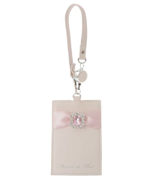 Maison de FLEUR(メゾンドフルール)の「リール付きビジューリボンパスケース(パスケース・レディース・ライトブルー/ブラック/ピンク・FREE)」の4枚目の写真