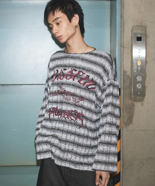 MSG(エムエスジー)の「ダメージロングスリーブカットソー【UNISEX】(Tシャツ/カットソー・メンズ・ダークグレー/ライトグレー/ブラック・XL/L/M/S)」の2枚目の写真