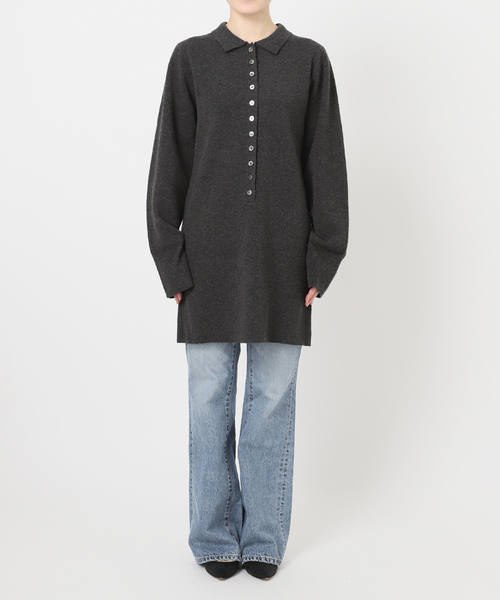 Spick & Span（スピックアンドスパン）の「ポロシャツチュニックニットワンピ（ワンピース・レディース・チャコールグレー/キャメル・FREE）」の12枚目の写真