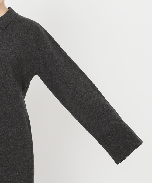 Spick & Span（スピックアンドスパン）の「ポロシャツチュニックニットワンピ（ワンピース・レディース・チャコールグレー/キャメル・FREE）」の16枚目の写真