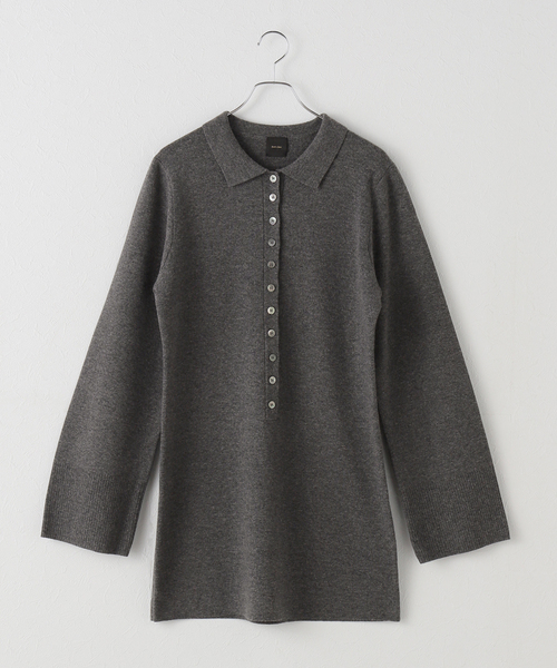 Spick & Span(スピックアンドスパン)の「ポロシャツチュニックニットワンピ(ワンピース・レディース・チャコールグレー/キャメル/ブラウン・FREE)」の6枚目の写真