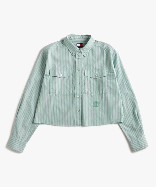 tommy jeans(トミー ジーンズ)の「クロップドリラックスクレストシャツ(シャツ/ブラウス・レディース・チェリーピンク/エメラルド・X-SMALL/SMALL/MEDIUM)」の6枚目の写真