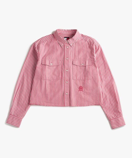 tommy jeans(トミー ジーンズ)の「クロップドリラックスクレストシャツ(シャツ/ブラウス・レディース・チェリーピンク/エメラルド・X-SMALL/SMALL/MEDIUM)」の11枚目の写真