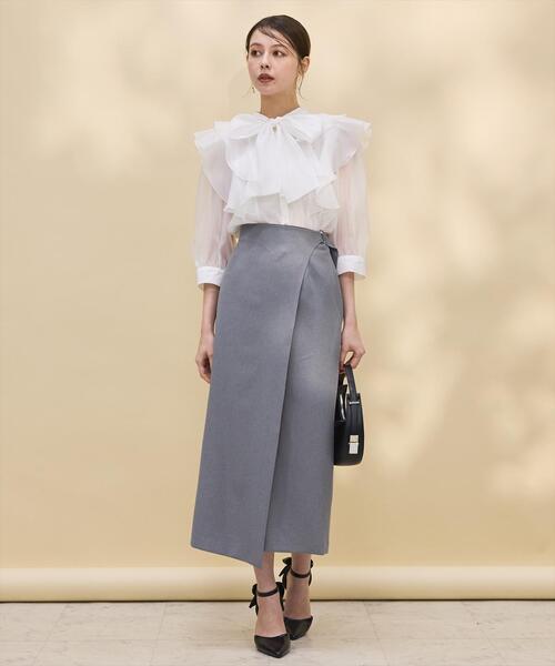 SWINGLE（スウィングル）の「【日本製】ラップデザインタイトスカート（スカート・レディース・ライトグレー/ネイビー・SMALL/MEDIUM）」の13枚目の写真