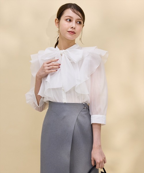 SWINGLE（スウィングル）の「【日本製】ラップデザインタイトスカート（スカート・レディース・ライトグレー/ネイビー・SMALL/MEDIUM）」の10枚目の写真