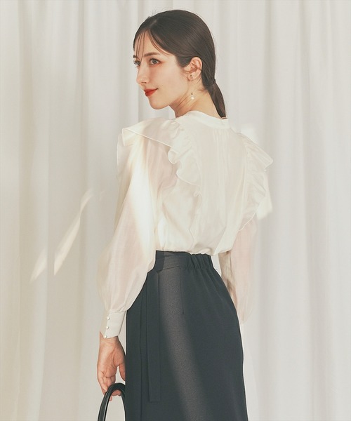 SWINGLE（スウィングル）の「【日本製】ラップデザインタイトスカート（スカート・レディース・ライトグレー/ネイビー・SMALL/MEDIUM）」の6枚目の写真